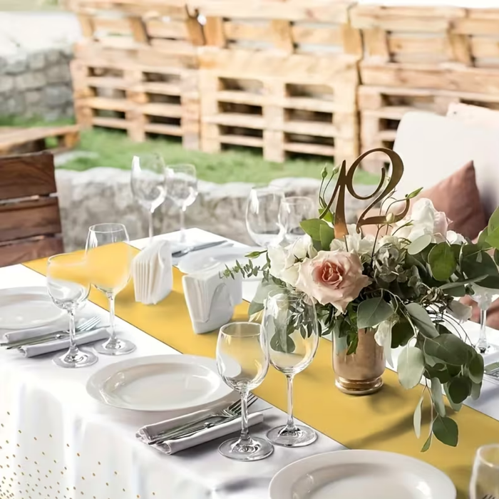 Party Tablecloth &amp; Satin Table Runner Set – 2PCS