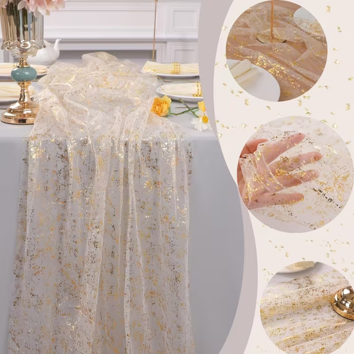 Golden Sheer Tulle Table Runner