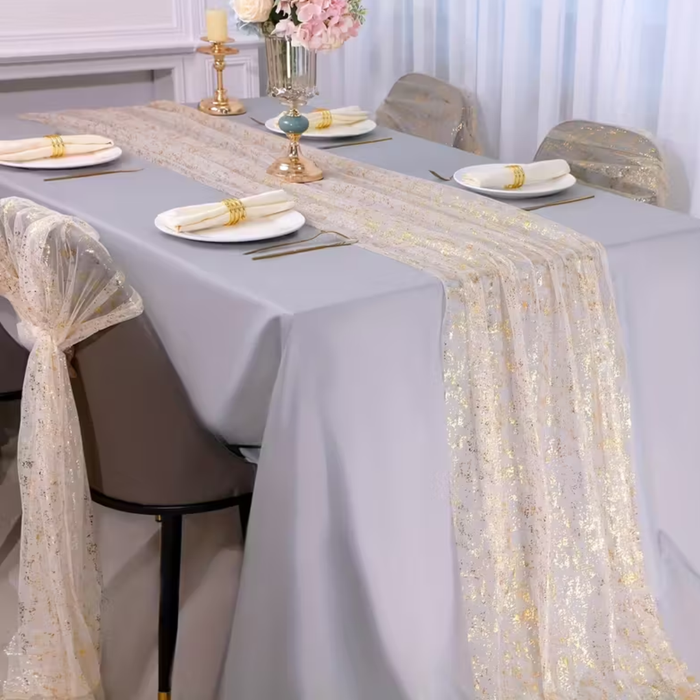 Golden Sheer Tulle Table Runner
