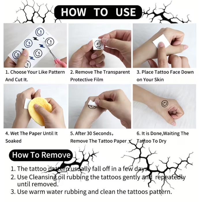 Black Lightning Temporary Tattoos