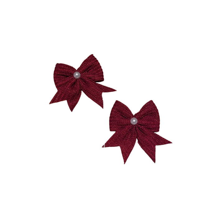 2-Pack Burgundy Bow Hair Clips for Girls