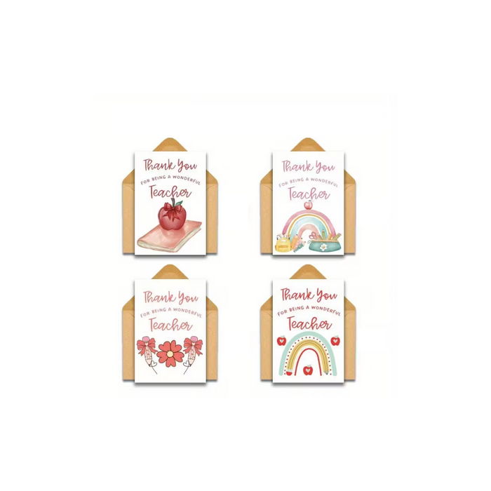 4-Pack Teacher Thank You Cards with Envelopes