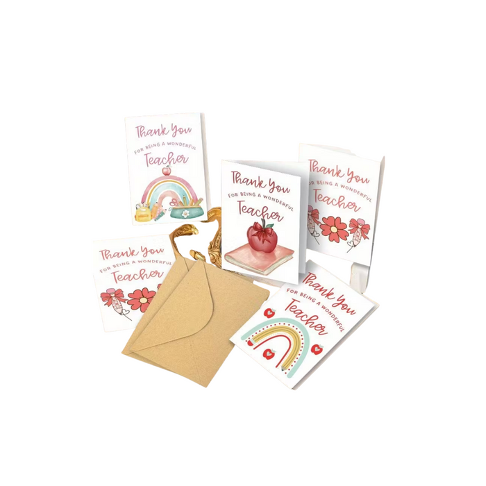 4-Pack Teacher Thank You Cards with Envelopes