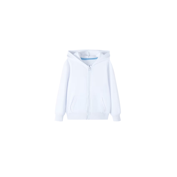Boys’ White Zip-Up Light Hoodie