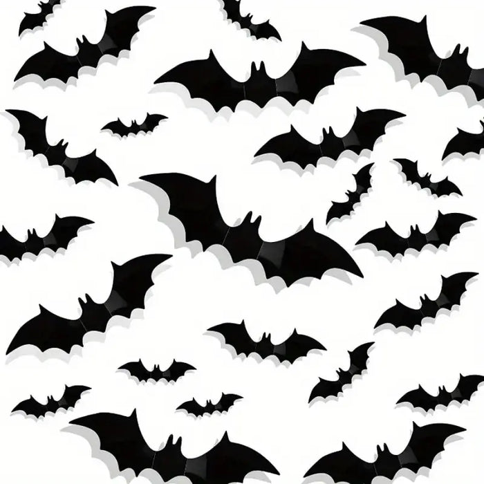 3D Spooky Bat Halloween Wall Stickers - 48pcs Set
