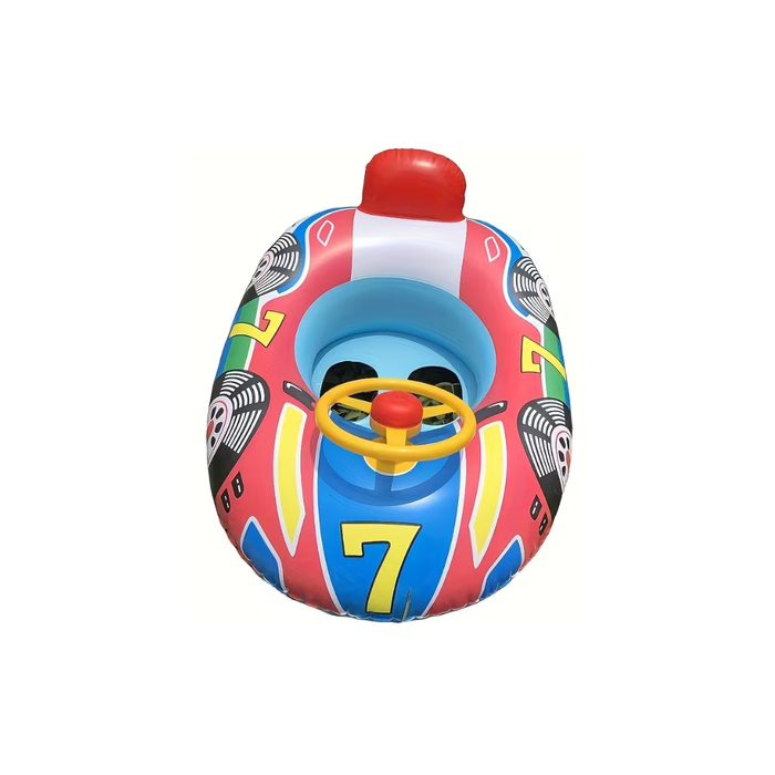 Kids Racing Car Swim Float Ring – Blue (3–6 Years)