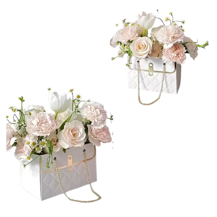 White Gift Boxes with Chain Handles – 2PCS