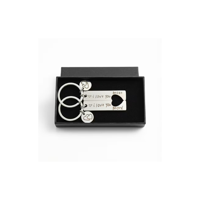 Couple Matching Heart Keychain Set Gift Box