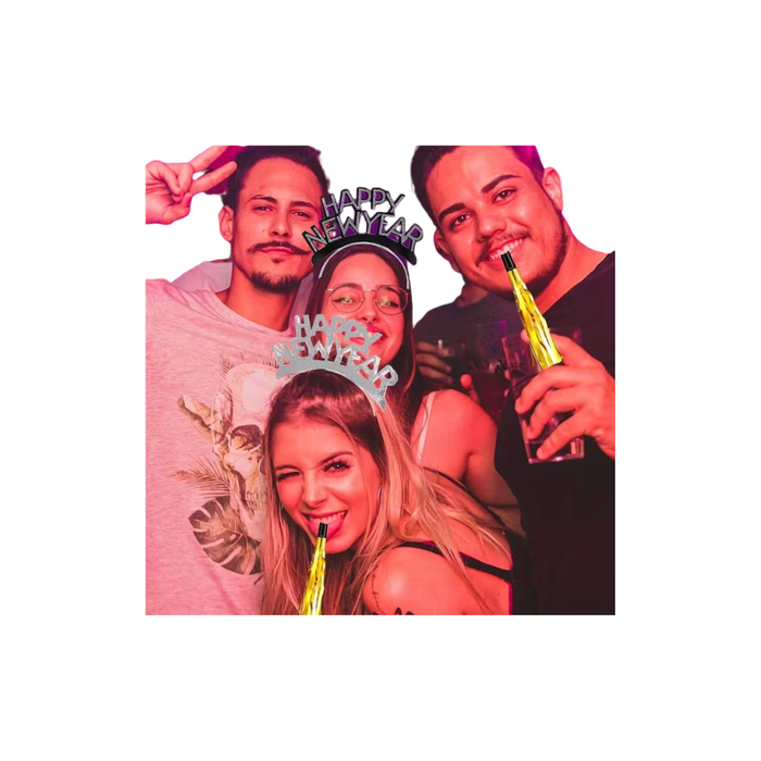 Happy New Year 2026 Party Set – 12 Headbands &amp; 12 Noise Makers