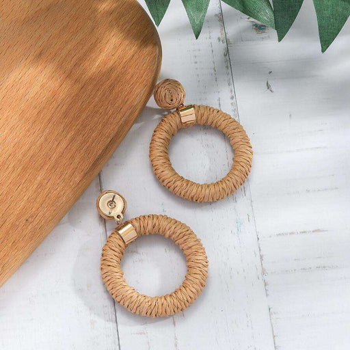Boho Straw Braid Summer Earrings
