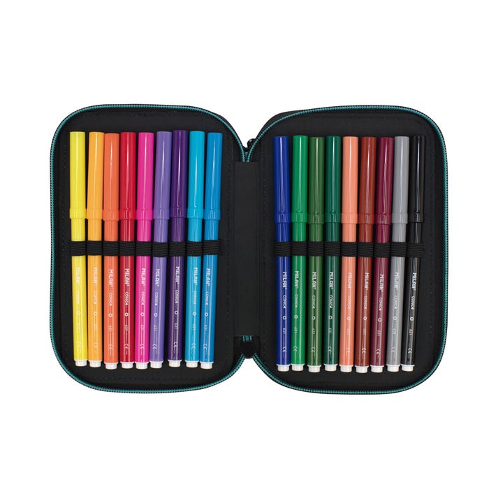 Triple Decker Pencil Case Sunset Series - Turquoise