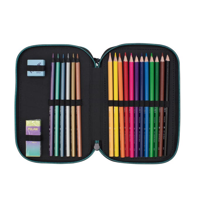 Triple Decker Pencil Case Sunset Series - Turquoise