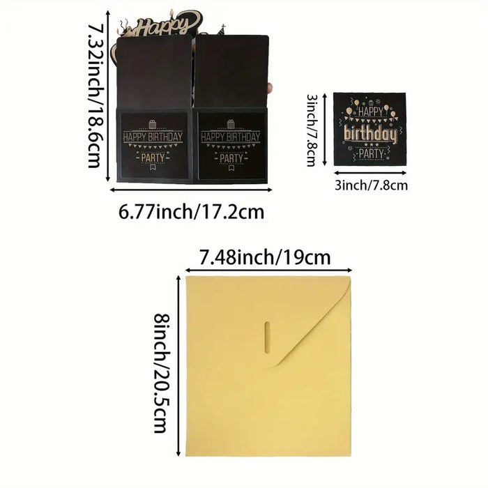 Black & Gold Birthday 3D Pop-up Card Set