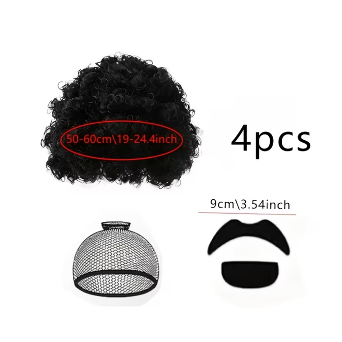 70s Afro Wig & Beard Set – 3PCS