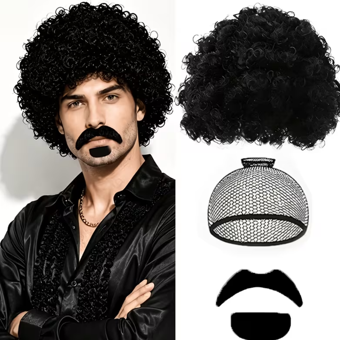 70s Afro Wig & Beard Set – 3PCS
