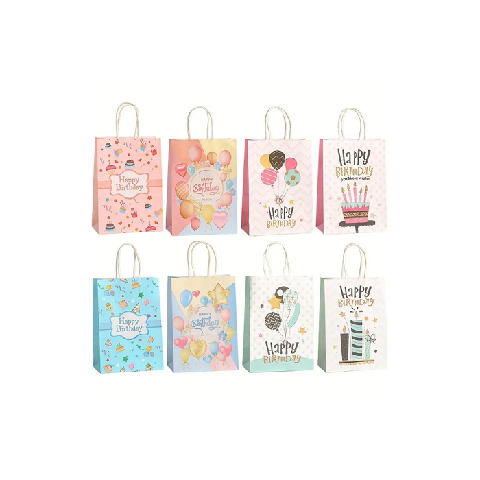 Cartoon Printed Kraft Paper Gift Bag-8 pcs