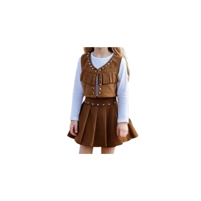 3pcs Girls’ Western Cowboy Style Outfit Set
