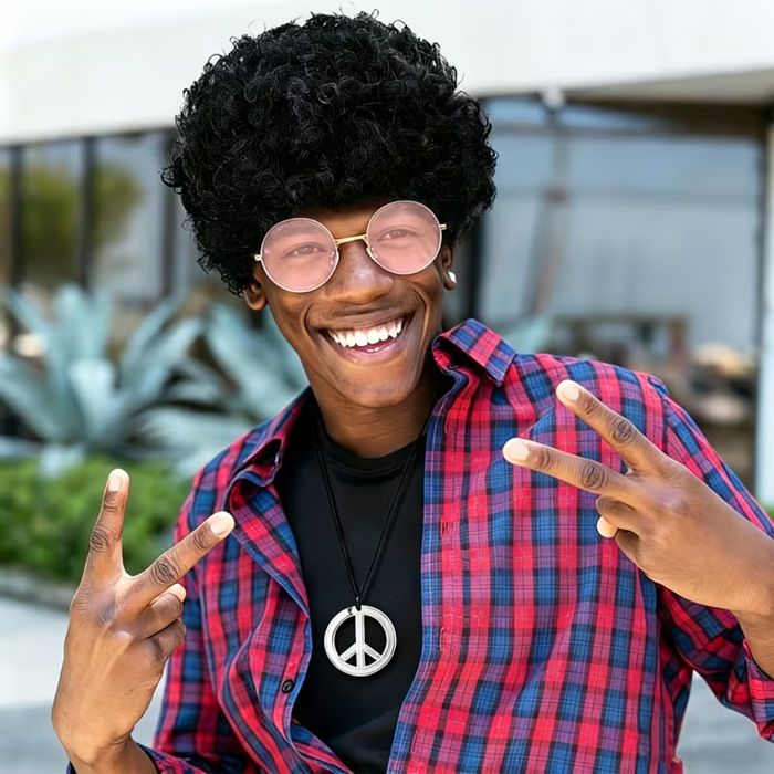 9-Pieces  60s/70s Hippie Wig &Retro Costume Set