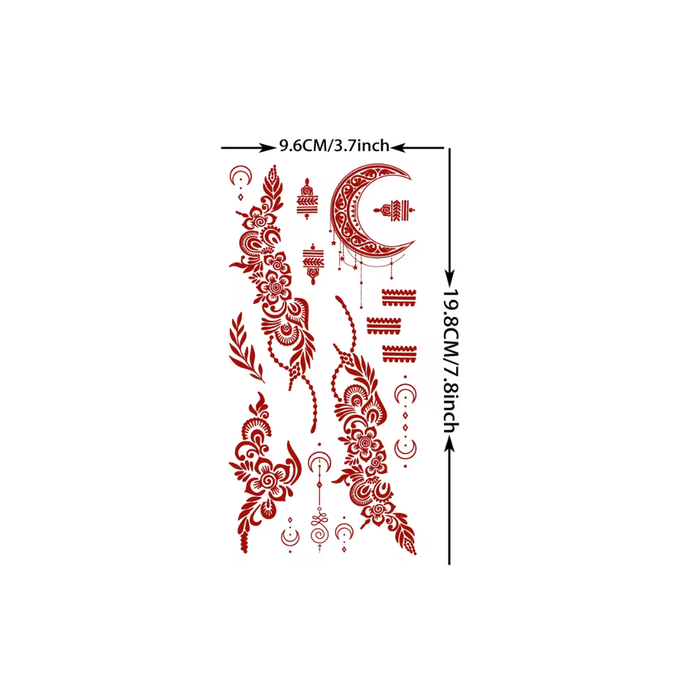 Brown Red Temporary Henna Hand Sticker