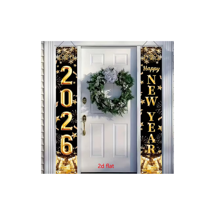 2026  New Year's Celebration Banner– Black & Gold