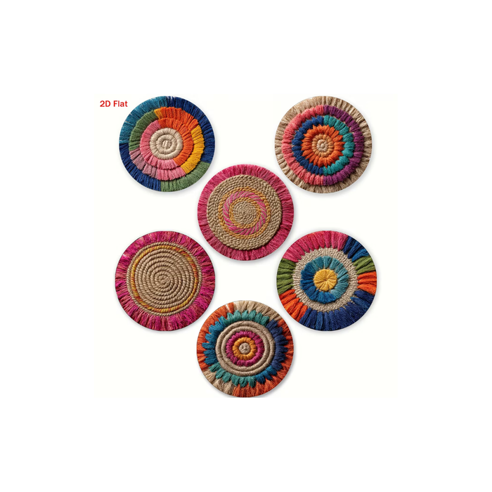 Bohemian Fabric Coaster Set (6PCS) – Heat-Resistant