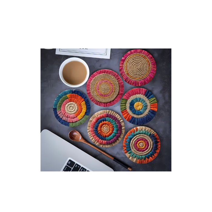 Bohemian Fabric Coaster Set (6PCS) – Heat-Resistant