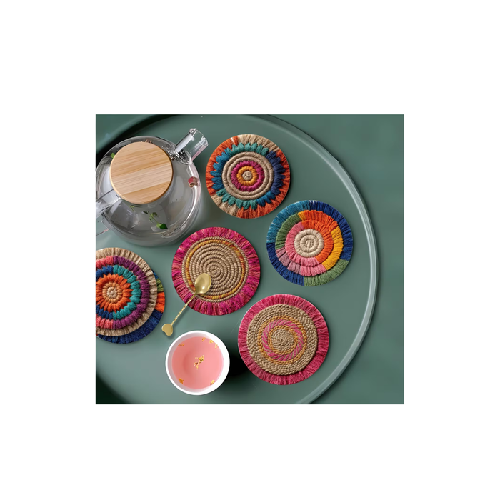 Bohemian Fabric Coaster Set (6PCS) – Heat-Resistant