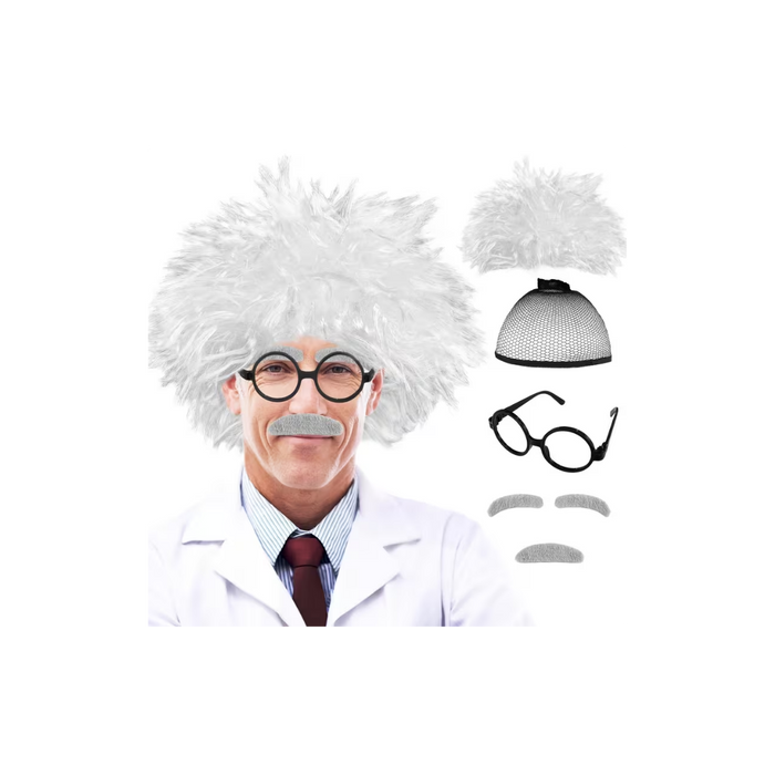 Crazy Scientist Einstein Costume Wig Set (6PCS)