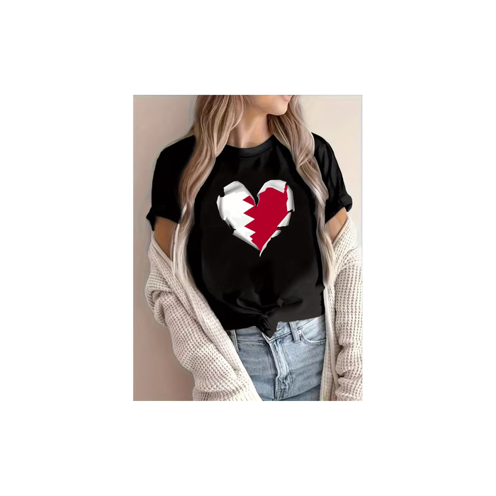 Women’s Casual Qatar Heart Graphic T-Shirt