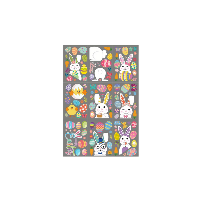 Easter Static Window Clings Set (121PCS / 9 Sheets)