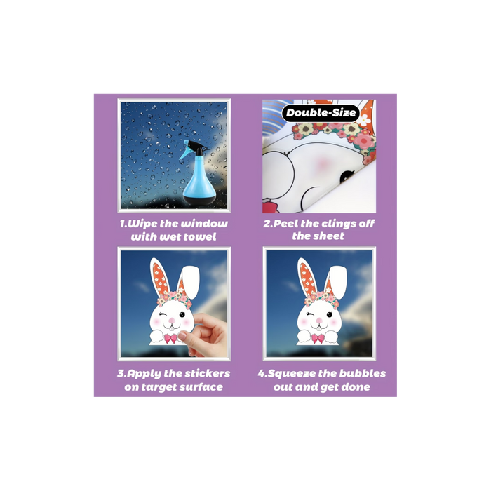 Easter Static Window Clings Set (121PCS / 9 Sheets)