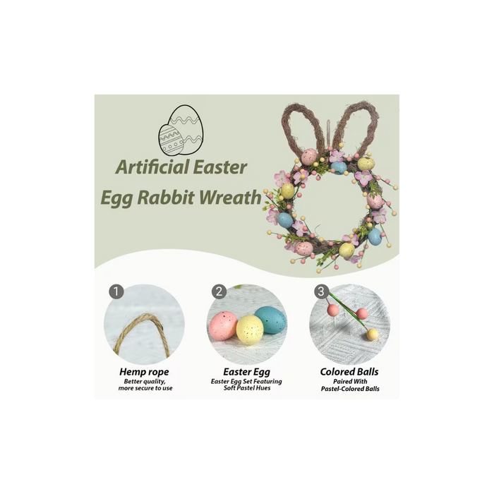 Pastel Easter Egg Rabbit Wreath (1PC)