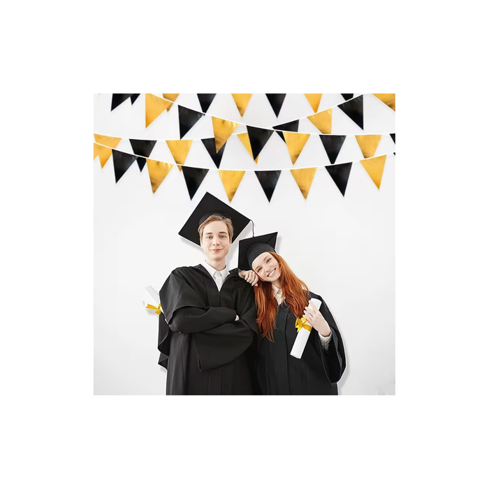 Black & Gold Triangle Banner (12PCS, 3m)