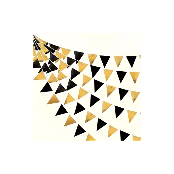 Black & Gold Triangle Banner (12PCS, 3m)