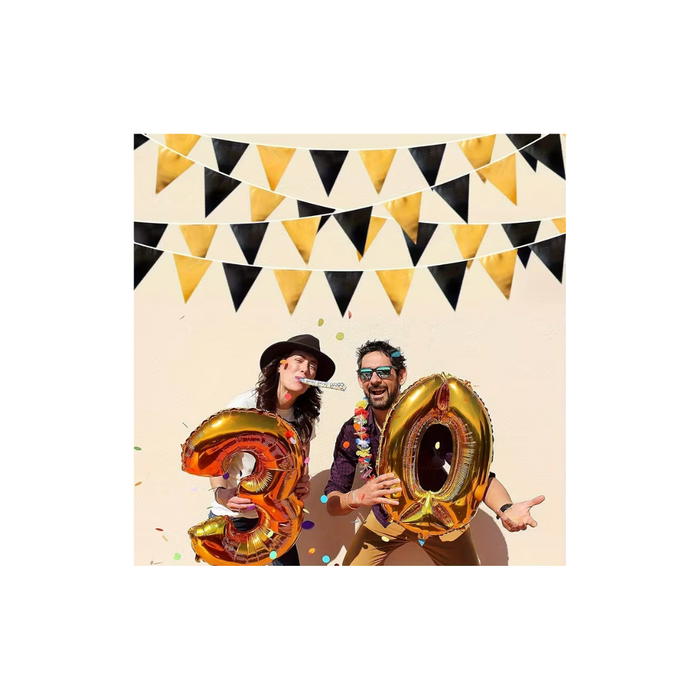 Black & Gold Triangle Banner (12PCS, 3m)