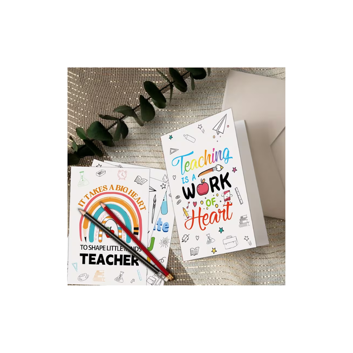 Teacher Appreciation Card Set (6 Cards & 6 Envelopes)
