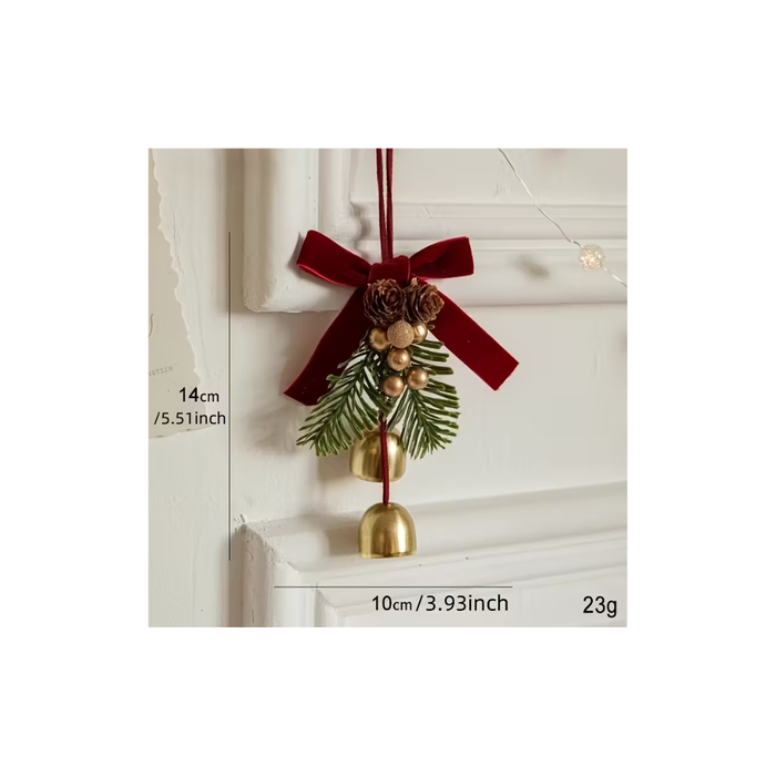 Classic Christmas Door Hanger – Bow &amp; Bell Decoration