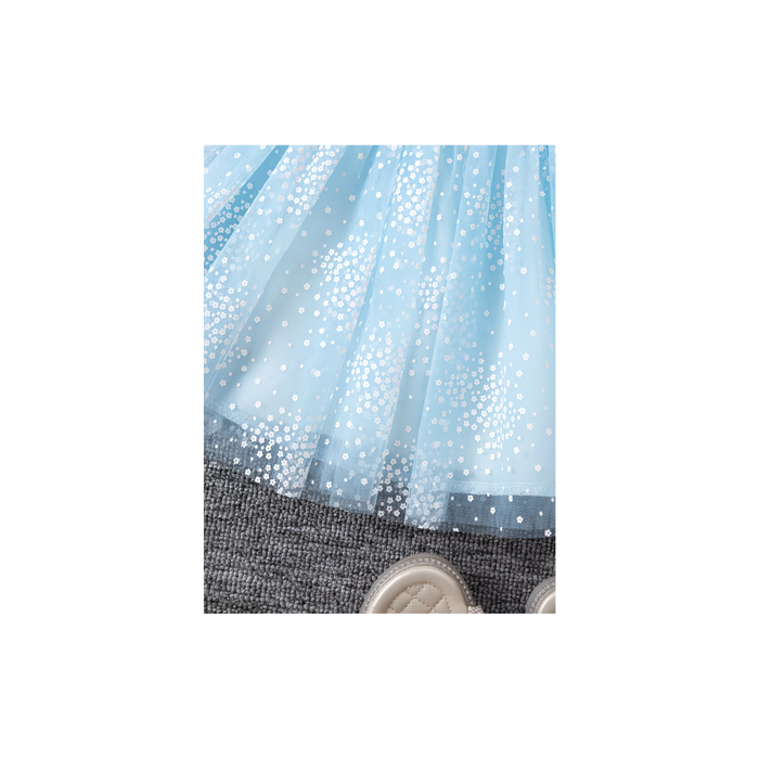 Girls Light Blue Tulle Skirt mini flower design