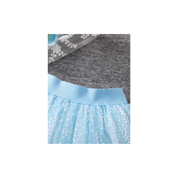Girls Light Blue Tulle Skirt mini flower design