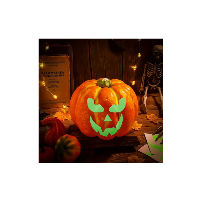 Glow-in-the-Dark Halloween Pumpkin Stickers – 16pcs