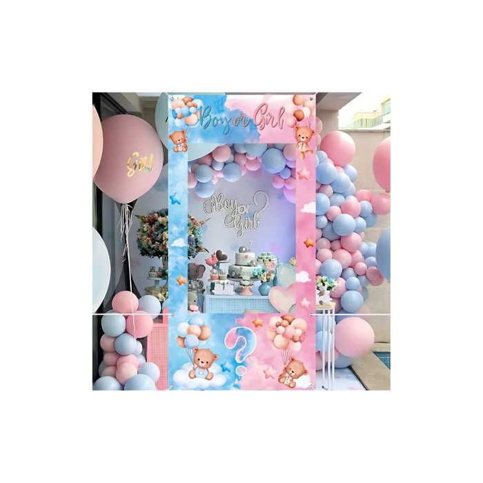 Gender Reveal Photo Frame -Pink & Blue Bear