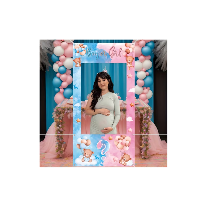 Gender Reveal Photo Frame -Pink & Blue Bear