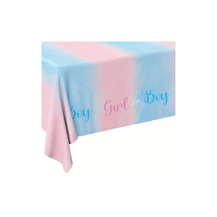 Gender Reveal Tablecloth – Pink & Blue