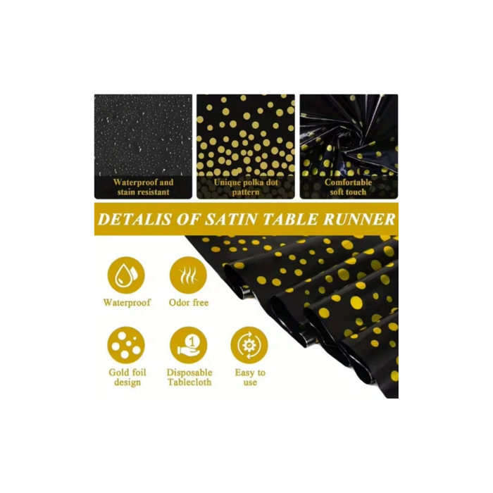 Black & Gold dots Disposable Table Cover
