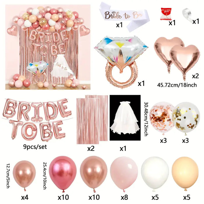 Rose Gold Bridal Shower Decoration Set