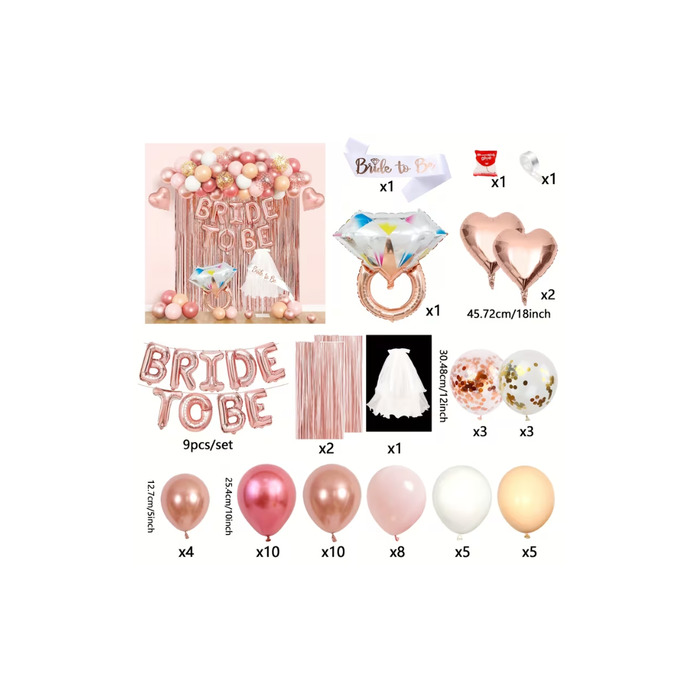 Rose Gold Bridal Shower Decoration Set