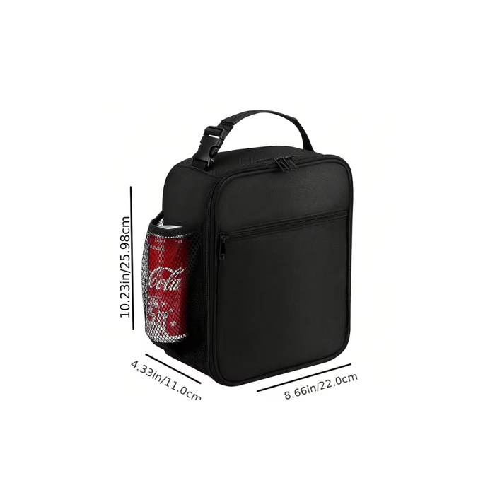 Black Insulated Lunch Bag with Shoulder Strap