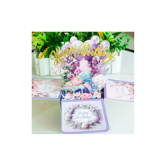 3D Pop-Up Birthday Card with Envelope بطاقة عيد ميلاد ثلاثية الأبعاد مع ظرف