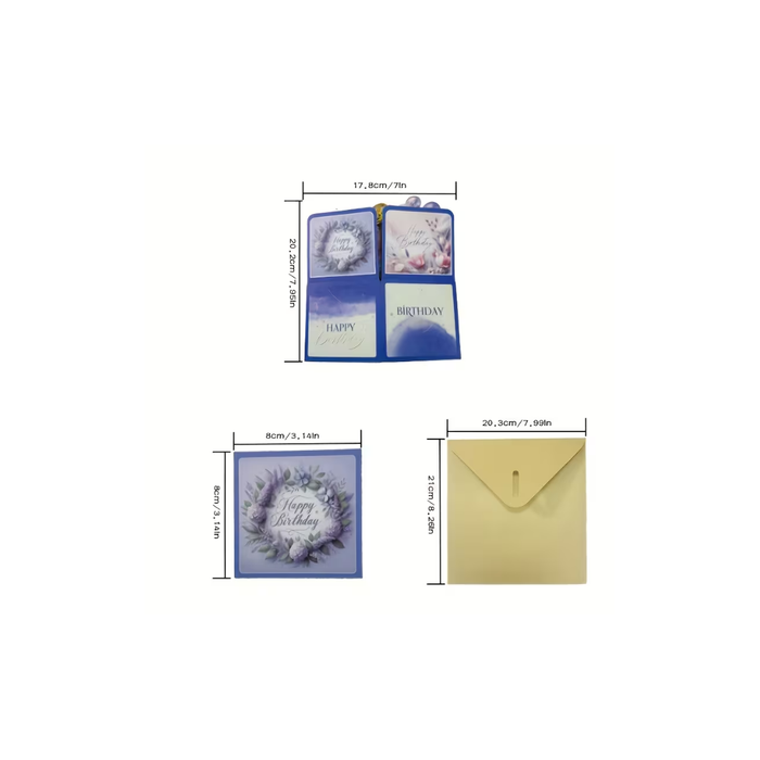 3D Pop-Up Birthday Card with Envelope بطاقة عيد ميلاد ثلاثية الأبعاد مع ظرف