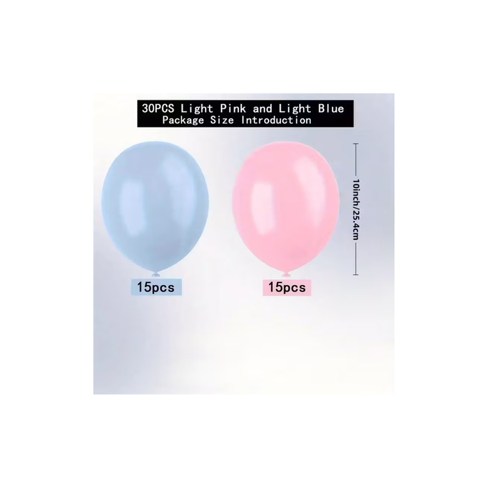 Pink & Blue Latex Balloons Set (30PCS, 10-Inch)